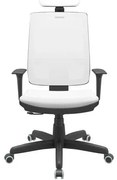 Cadeira Office Brizza Tela Branca Com Encosto Assento Aero Branco RelaxPlax Base Standard 126cm - 63681 Sun House