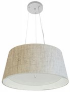 Lustre Pendente Cone Md-4144 Cúpula em Tecido 25x50x40cm Rustico Bege / Branco - Bivolt