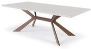 Mesa Jantar Libelle Vidro Branco Base Capuccino 200cm - 70933 Sun House