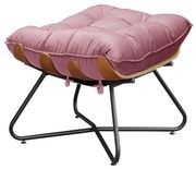 Puff Decorativo Sala de Estar Caim Base de Madeira Preto Suede Rosa G41 - Gran Belo