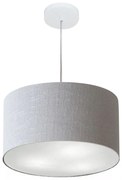 Lustre Pendente Cilíndrico Md-4019 Cúpula em Tecido 40x21cm Rustico Cinza - Bivolt