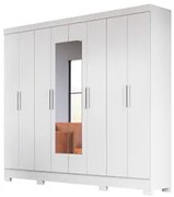 Guarda Roupa Casal com Espelho 8 Portas 236cm Ágata M07 Branco - Mpoze