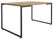 Mesa de Jantar Retangular  Porto 135 cm Natural Base Metálica Industrial Preto - D'Rossi