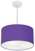 Lustre Pendente Cilíndrico Md-4099 Cúpula em Tecido 40x25cm Roxo - Bivolt