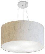 Lustre Pendente Cilíndrico Md-4191 Cúpula em Tecido 55x25cm Linho Bege - Bivolt