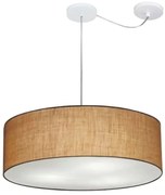 Lustre Pendente Cilíndrico Com Desvio Md-4262 Cúpula em Tecido 55x15cm Palha - Bivolt