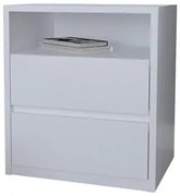 Mesa de Cabeceira 2 Gavetas 1 Nicho Blank F04 Branco - Mpozenato