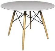 Mesa de Jantar 4 Lugares Redonda 120cm Tampo MDF Pés Eiffel Paris R02