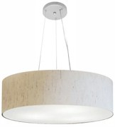 Lustre Pendente Cilíndrico Md-4190 Cúpula em Tecido 55x15cm Linho Bege - Bivolt