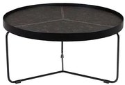 Mesa Centro Kevin Tampo Couro Castanho com Base Preto Laca 77cm - 48474 Sun House