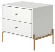 Mesa Cabeceira Jasper Branco Gloss Base Dourado - 69753 Sun House