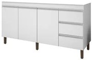 Balcão Gabinete Para Pia 160cm Sem Tampo 3 Portas Karen P14 Branco - M