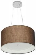 Lustre Pendente Cilíndrico Md-4319 Cúpula em Tecido 40x25cm Café / Branco - Bivolt