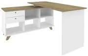 Mesa Para Computador Escrivaninha Em L Gold 2 Gavetas e Nichos  Branco