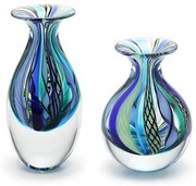 Par de Vasos Mini Hippie Azul e Verde Murano Cristais Cadoro