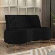 Sofá Living Decorativo 2 Lugares 1,35M Katara Preto Veludo G33 - Gran Belo