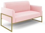 Sofá Namoradeira Base Industrial Alta Dourado Marisa Suede Rosa Bebê D03 - D'Rossi