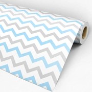 Papel de parede adesivo Chevron azul cinza e branco