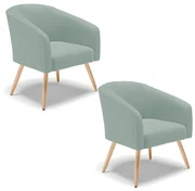 Poltrona Decorativa Pé Palito Natural Kit 2 Stella Cotelê Int/Veludo D03 - D'Rossi - Menta