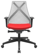 Cadeira Office Bix Tela Cinza Assento Aero Vermelho Autocompensador Base Piramidal 95cm - 64042 Sun House