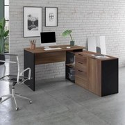 Mesa L Diretor Escritório Home Office 150x150 Marrom Preto