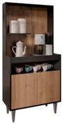 Armário de Cozinha 2 Portas Cantinho do Café 70cm Bella Z34 Preto/Frei