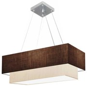 Lustre Pendente Retangular Café e Linho Bege MJ-4138 Para Mesa de Jantar e Estar