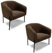 Poltrona Decorativa Pé de Ferro Preto Kit 2 Stella Suede D03 - D'Rossi - Marrom