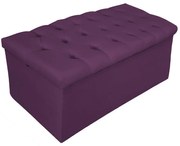 Recamier Baú Estofada Mel 90 cm Solteiro Com Capitonê  Suede Roxo - ADJ Decor