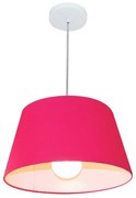 Lustre Pendente Cone Md-4039 Cúpula em Tecido 21/40x30cm Rosa Pink - Bivolt