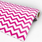 Papel de parede adesivo Chevron rosa e branco