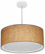 Lustre Pendente Cilíndrico Duplo Md-4294 Cúpula em Tecido 50x25cm Palha - Bivolt