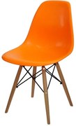 Cadeira Eames Polipropileno Laranja Base Madeira - 14912 Sun House