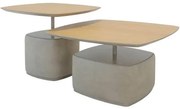 Conjunto Mesa Lateral Blend Tampo Carvalho Cru Haste Fendi e Base Soft Fendi - 67775 Sun House