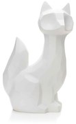 Escultura Decorativa Raposa em Resina Branco Mate 25x15,5 cm - D'Rossi