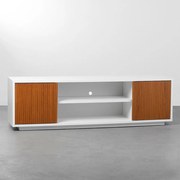 Rack Casé 2 Portas com frisos Branco e Avelã - 2m