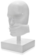 Escultura Decorativa Máscara Rosto Silêncio Branco 25x15 cm - D'Rossi