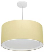 Lustre Pendente Cilíndrico Duplo Md-4295 Cúpula em Tecido 50x30cm Algodão Crú - Bivolt