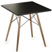 Mesa Eames 80 cm Tampo Quadrado Preto Base Madeira Clara - 28725 Sun House