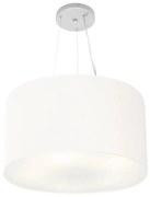 Lustre Pendente Cilíndrico Md-4187 Cúpula em Tecido 45x30cm Branco - Bivolt