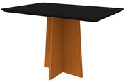 Mesa de Jantar Retangular Tampo com Vidro Angra 120 cm Preto Base Ypê - D'Rossi