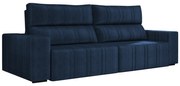 Sofá Retrátil 214 cm Sala de Estar Leonel Suede Azul Marinho G52 - Gran Belo