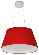 Lustre Pendente Cone Md-4119 Cúpula em Tecido 21/40x30cm Bordo / Branco - Bivolt