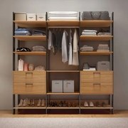 Closet em MDF 4 Gavetas 1 Cabideiro Freijó/Preto Fosco 218 cm TW404 JPF Dalla Costa