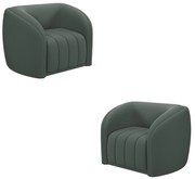 Kit 2 Poltronas Decorativas Sala de Estar Adam Veludo Cinza G45 - Gran Belo