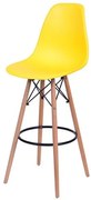 Banqueta Eames Polipropileno Amarelo Fosco Base Madeira - 54745 Sun House