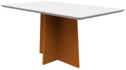 Mesa de Jantar Retangular Tampo com Vidro Angra 160 cm Off White Base Ypê - D'Rossi