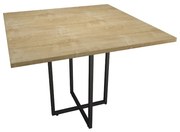 Mesa de Jantar Quadrada 04 Lugares Jade 90 cm Natural Base Metálica Industrial Preto - D'Rossi