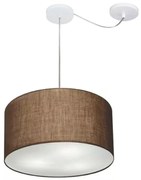 Lustre Pendente Cilíndrico Com Desvio De Centro Md-4166 Cúpula em Tecido 40x25cm Café - Bivolt