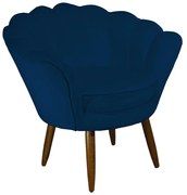 Poltrona Decorativa Pétala Pés Palito Suede Azul Marinho - Sheep Estofados